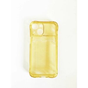Силиконовый чехол прозрачный для айфона 13 мини/iPhone 13 mini, с карманом для карты, золотой