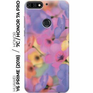 Силиконовый чехол Разгоцветные цветочки на Honor 7C / 7A Pro / Huawei Y6 Prime (2018) / Хуавей У6 Прайм 2018 / Хонор 7А Про / 7С