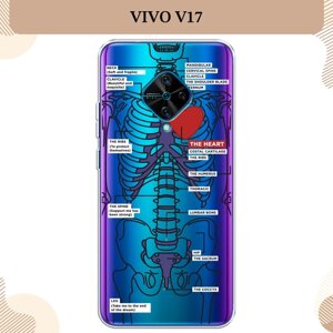 Силиконовый чехол "Скелет человека" на Vivo V17/Y9s / Виво V17, прозрачный