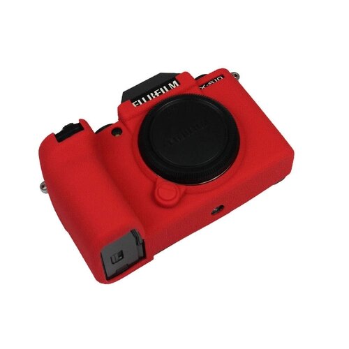 Силиконовый противоударный чехол MyPads Antiurto для фотоаппарата Fujifilm X-S10 из мягкого силикона красный