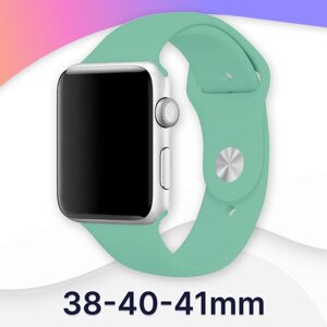 Силиконовый ремешок для Apple Watch 38-40-41 mm, Series 1-9, SE / Сменный браслет (Sport Band) для смарт часов Эпл Вотч 38-41 мм (Mint S)