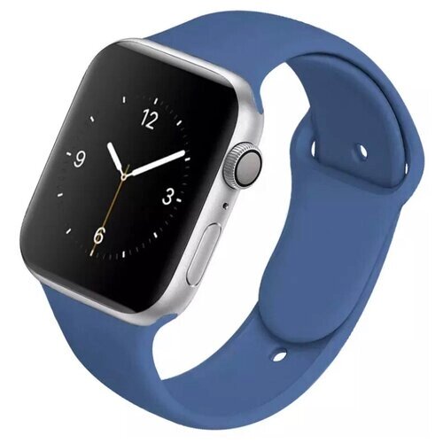 Силиконовый ремешок для Apple Watch 42/44/45 mm, темно-синий, размер s/m
