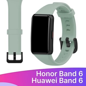 Силиконовый ремешок для Honor Band 6 и Huawei Band 6 / Сменный браслет для умных смарт часов / Фитнес трекера Хонор и Хуавей Бэнд 6, Бледно-зеленый