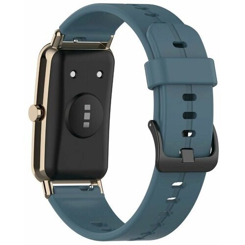 Силиконовый ремешок для Huawei Watch Fit Mini и часов с креплением 16мм (серо-синий)