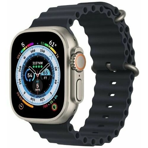 Силиконовый ремешок Ocean Watch Band для Apple Watch Series Ultra 49mm, черный,42/44/45/49mm