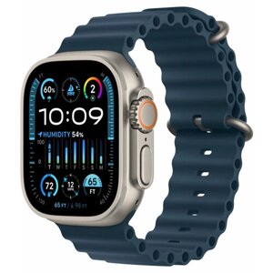 Смарт часы Apple Watch Ultra 2 49 мм, корпус из титана, ремешок Ocean Band синий (MREG3)