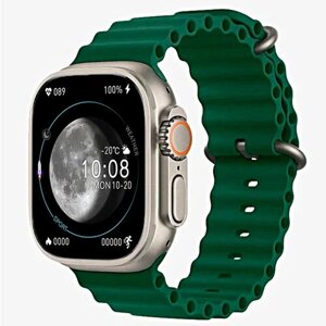 Смарт часы X9 ULTRA MINI iOS Android Bluetooth звонки, 3 ремешка зеленый