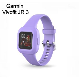 Сменный гипоаллергенный силиконовый ремешок браслет MyPads Hypo для детского фитнес-браслета Garmin Vivofit JR 3 с функцией быстрой замены фиолетовый