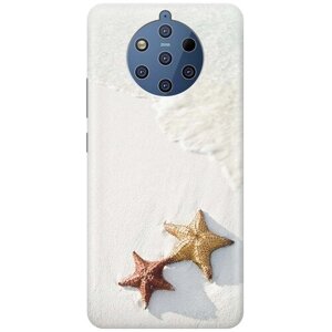 Ультратонкий силиконовый чехол-накладка для Nokia 9 с принтом "Две морские звезды"