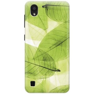 Ультратонкий силиконовый чехол-накладка для ZTE Blade A5 (2019) с принтом "Зеленые листья"
