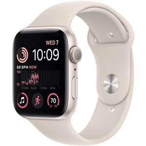 Умные часы Apple Watch Series SE Gen 2, 44 мм регулируемый, GPS, Aluminium Case, starlight Sport Band