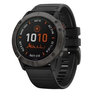 Умные часы Garmin Fenix 6X Pro Solar титановый DLC GPS, серый/черный