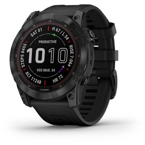 Умные часы Garmin Fenix 7X Sapphire Solar Carbon Clay Ti w / Black Silicone Band