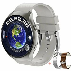 Умные часы круглые, Smart Watch HW6 MINI Серебристые, 3 ремешка, Flupsic