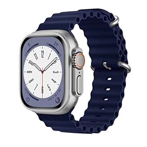 Умные часы Smart Watch HK8 PRO MAX Time Zone, Cмарт-часы 2023, iOS, Android, AMOLED экран, Темно-синий