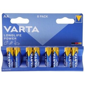 Varta Батарейка алкалиновая Varta LongLife Power, AA, LR6-8BL, 1.5В, блистер, 8 шт.