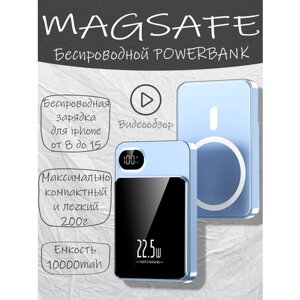 Внешний аккумулятор для айфона MagSafe с беспроводной зарядкой Фиолетовый 10000 mah (power bank, повербанк)