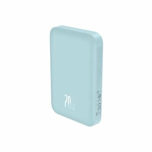 Внешний аккумулятор Power Bank 6000mah 20W с беспроводной зарядкой Baseus Magnetic Mini Air Wireless Fast Charge, с кабелем type-C, голубой