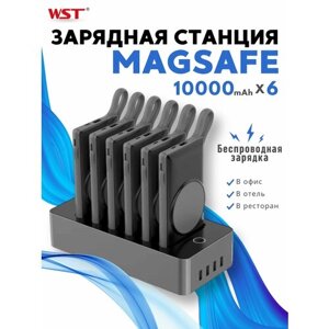 Зарядная станция WST Alpha magsafe (Встроенные провода type-c, micro usb, lighting) беспроводная зарядка