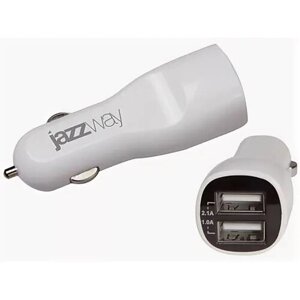Зарядное для сотовых тлф JaZZway iPF-2100 USB (в прикур.) (белый)