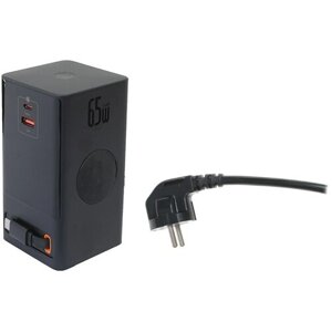 Зарядное устройство Baseus OS PowerCombo Digital PowerStrip 2AC+1U+1C+Retractable-C 65W Black PSLR000301