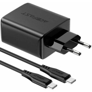 Зарядное устройство сетевое ACEFAST A13 AF-A13-BK трехпортовое, 65W, USB Type-C/USB Type-C/USB Type-A, кабель USB Type-C 1.2 м, чёрное