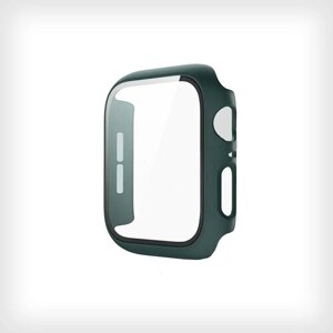 Защитный пластиковый чехол (кейс) Apple Watch Series 1 2 3 (Эпл Вотч) 38 мм для экрана/дисплея и корпуса противоударный бампер темно-зеленый