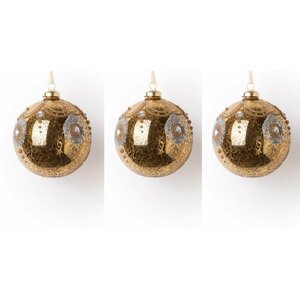 14605 Набор из 3-х состаренных золотых шаров с узором 8 см Karlsbach