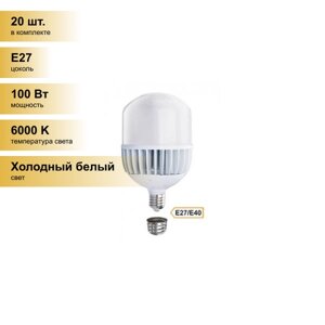 (20 шт.) Светодиодная лампочка Ecola высокомощн. E27/E40 100W 6000K 6K 280x160 Premium HPD100ELC