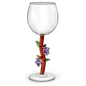Бокал для вина из стекла ручной работы. Цветущий виноград"