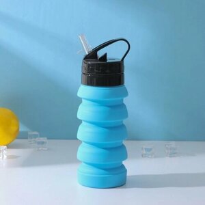 Бутылка для воды складная Доляна «Стоун», силикон, 530 мл, 721 см, цвет голубой