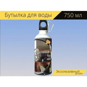 Бутылка фляга для воды "Аппаратное обеспечение, технология, информатика" 750 мл. с карабином и принтом