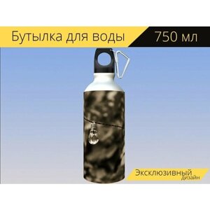 Бутылка фляга для воды "Лампочка, энергия, природа" 750 мл. с карабином и принтом