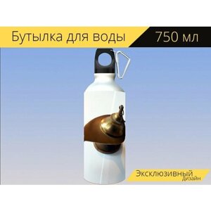 Бутылка фляга для воды "Масляная лампа, напольная лампа, фитиль" 750 мл. с карабином и принтом