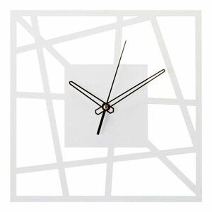Часы настенные из металла "Линии", бесшумные, d-30 см, белые, АА