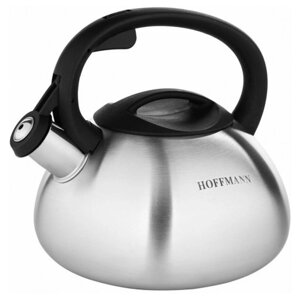 Чайник из нержавеющей стали со свистком Hoffmann 3,3 л. Для всех типов плит, для индукционной, газовой плиты