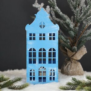 Christmas Apple Декоративный домик Амстердам 37 см голубой *