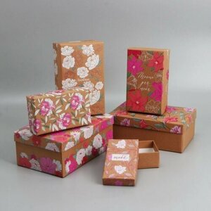 Дарите Счастье Набор коробок 6 в 1, упаковка подарочная, «Цветы », 12 х 7 х 4 ‒ 22 х 14 х 8.5 см