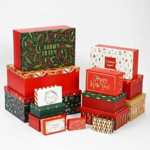 Дарите Счастье Набор коробок подарочных 15 в 1 «С Новым годом», 12 х 7 х 4 см - 46,6 х 35,2 х 17.5 см