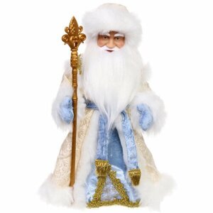 Дед Мороз «Сказка» 40 см в голубой шубке