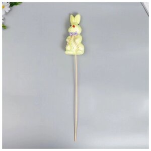 Декор на палочке "Кролик - конфетти, с бантиком" микс 15 см