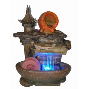Декоративный Фонтан Кувшин и Пагода,25х18х12 см), подсветка