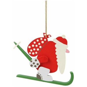 Деревянная елочная игрушка ручной работы "Дедушка мороз", Ретро новогодние украшения в подарок