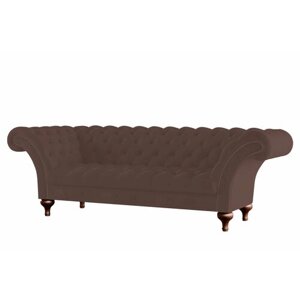 Диван-кровать прямой Chester Lux для гостиной c подлокотниками, коричневый, велюр, раскладной, 237х113х86см