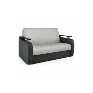 Диван-кровать Шарм-Дизайн Гранд Д 140 экокожа черная и серый шенилл
