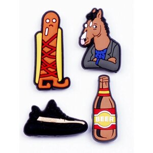 Джиббитсы , Клипсы для обуви Kuppinoski мужской набор конь сосиска хот-дог кросовки и пиво