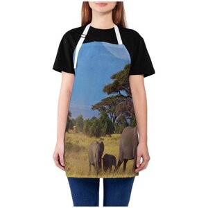 Фартук женский для готовки JoyArty "Слоны путешествуют", универсальный размер
