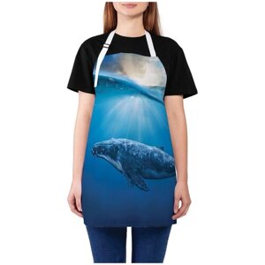 Фартук женский для готовки JoyArty "Задумчивый кит", универсальный размер