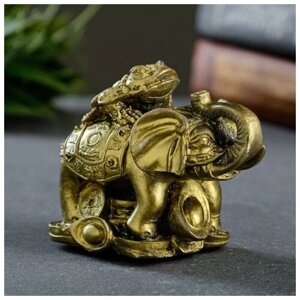 Фигура "Слон на деньгах" состаренное золото 10х8 5х6см
