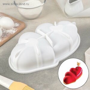 Форма для муссовых десертов и выпечки Доляна «Влюблённые сердца», 2717 см, цвет белый